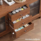54.4 Buffet Bahut avec 2 Portes en Verre et 3 Tiroirs pour Salon, Cuisine, Salle à Manger
