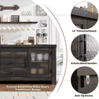 54.4 Buffet Bahut avec 2 Portes en Verre et 3 Tiroirs pour Salon, Cuisine, Salle à Manger