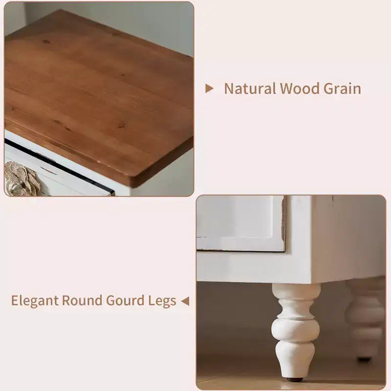 Table de chevet rustique à 3 tiroirs de style ferme vintage pour chambre à coucher ou salon