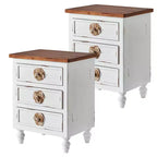 Table de chevet rustique à 3 tiroirs de style ferme vintage pour chambre à coucher ou salon