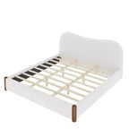 Lit plateforme tapissé Lopez GDFStudio avec support en bois