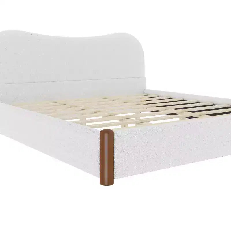 Lit plateforme tapissé Lopez GDFStudio avec support en bois