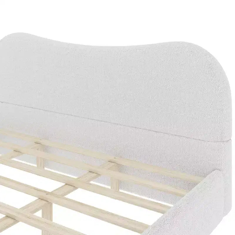 Lit plateforme tapissé Lopez GDFStudio avec support en bois