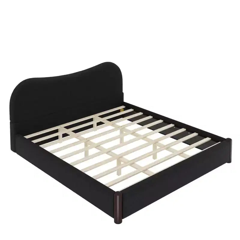 Lit plateforme tapissé Lopez GDFStudio avec support en bois