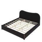 Lit plateforme tapissé Lopez GDFStudio avec support en bois