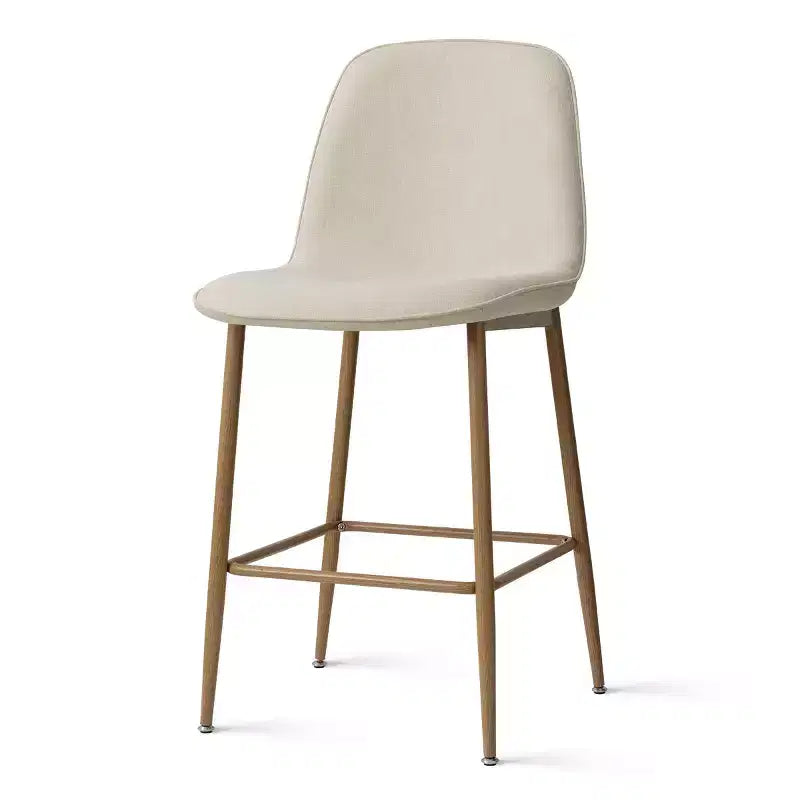 Tabouret de bar moderne hauteur comptoir avec dossier, tabouret de cuisine sans accoudoirs de 64,7 cm de hauteur d'assise, avec pieds en métal finition naturelle-Panipeachy