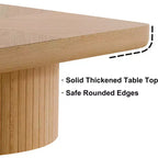 Table basse carrée pour salon, plateau en placage de bois à motif parquet, bois naturel