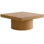 Table basse carrée pour salon, plateau en placage de bois à motif parquet, bois naturel
