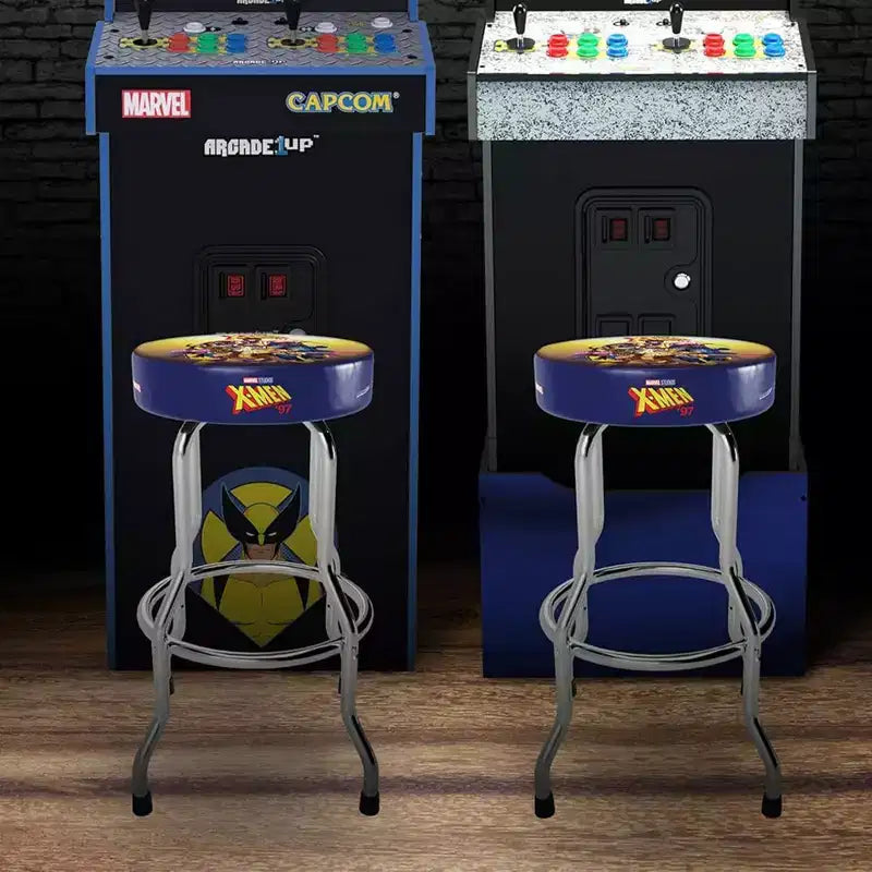 Tabouret réglable Arcade1Up Midway Mortal Kombat avec rallonges de pieds, siège rembourré et finition en acier chromé pour la maison, les tabourets de bar et les chaises de jeu vidéo