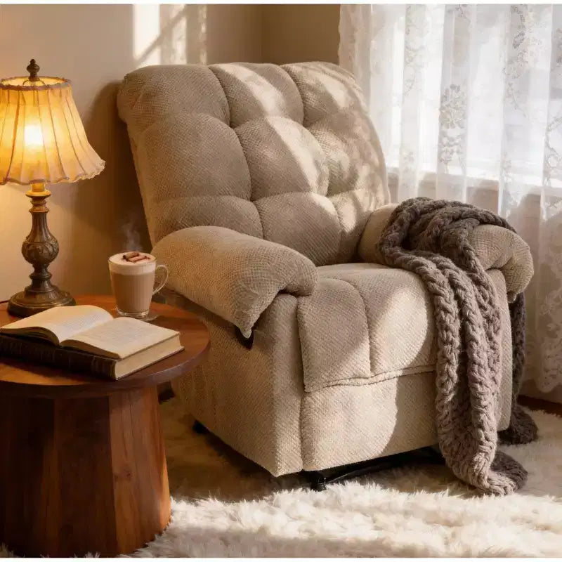 Fauteuil inclinable rembourré en tissu surdimensionné GDFStudio Chad Modern