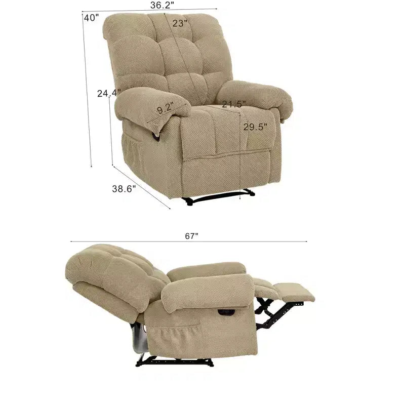 Fauteuil inclinable rembourré en tissu surdimensionné GDFStudio Chad Modern