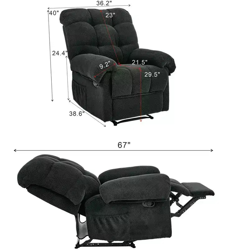 Fauteuil inclinable rembourré en tissu surdimensionné GDFStudio Chad Modern