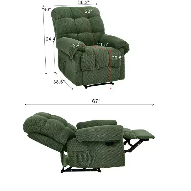 Fauteuil inclinable rembourré en tissu surdimensionné GDFStudio Chad Modern