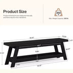 Banc d'entrée étroit Lantine 55 avec rangement à chaussures, banc d'entrée en bois style ferme avec étagère ouverte à 2 niveaux pour petits espaces, vestiaire, hall d'entrée, noir