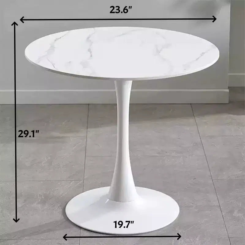 Marque de petits jouets amusants Table ronde à texture marbrée, Table de salle à manger, Table de salle à manger moderne, Table de cuisine, Plateau en MDF et base en acier Tulipe ronde de cuisine