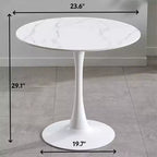 Marque de petits jouets amusants Table ronde à texture marbrée, Table de salle à manger, Table de salle à manger moderne, Table de cuisine, Plateau en MDF et base en acier Tulipe ronde de cuisine