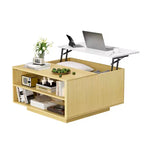 Table basse carrée moderne en bois avec plateau relevable de rangement pour salon