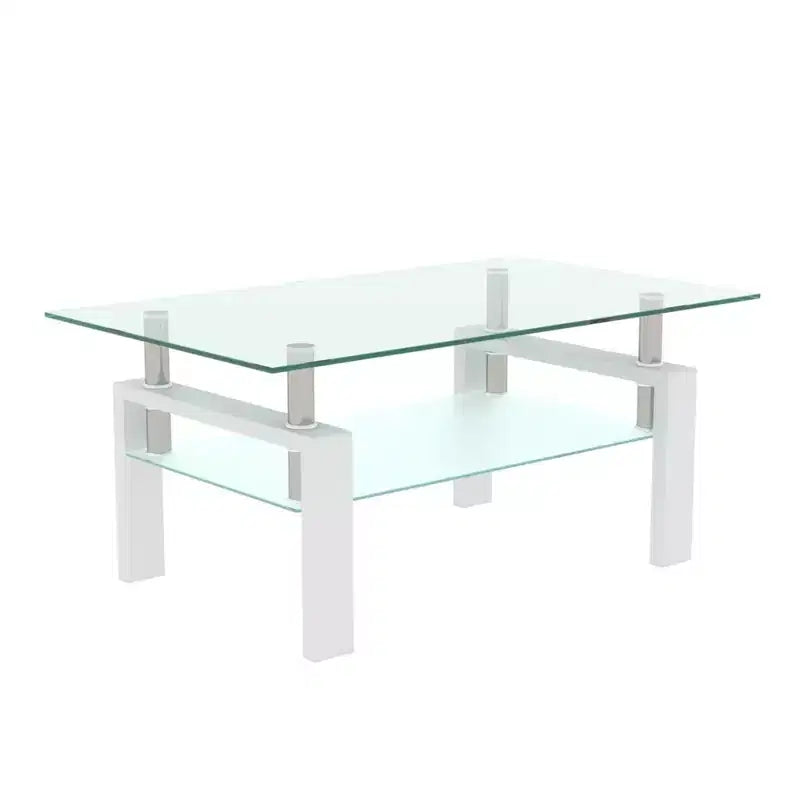 Jolie petite marque de jouets Table basse rectangulaire en verre, Table basse transparente, Tables d'appoint centrales modernes pour salon, Meubles de salon