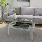 Jolie petite marque de jouets Table basse rectangulaire en verre, Table basse transparente, Tables d'appoint centrales modernes pour salon, Meubles de salon