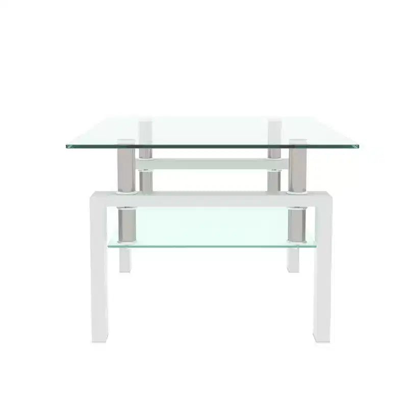 Jolie petite marque de jouets Table basse rectangulaire en verre, Table basse transparente, Tables d'appoint centrales modernes pour salon, Meubles de salon