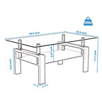 Jolie petite marque de jouets Table basse rectangulaire en verre, Table basse transparente, Tables d'appoint centrales modernes pour salon, Meubles de salon