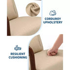 Fauteuil d'appoint Mid-Century Modern – Fauteuil en chenille avec coussin lombaire amovible, fauteuil de lecture en bois massif pour salon, chambre à coucher