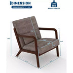 Fauteuil d'appoint Mid-Century Modern – Fauteuil en chenille avec coussin lombaire amovible, fauteuil de lecture en bois massif pour salon, chambre à coucher