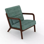 Fauteuil d'appoint Mid-Century Modern – Fauteuil en chenille avec coussin lombaire amovible, fauteuil de lecture en bois massif pour salon, chambre à coucher