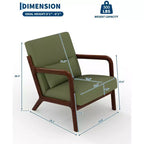 Fauteuil d'appoint Mid-Century Modern – Fauteuil en chenille avec coussin lombaire amovible, fauteuil de lecture en bois massif pour salon, chambre à coucher