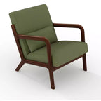 Fauteuil d'appoint Mid-Century Modern – Fauteuil en chenille avec coussin lombaire amovible, fauteuil de lecture en bois massif pour salon, chambre à coucher