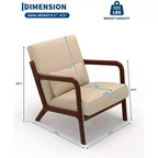 Fauteuil d'appoint Mid-Century Modern – Fauteuil en chenille avec coussin lombaire amovible, fauteuil de lecture en bois massif pour salon, chambre à coucher