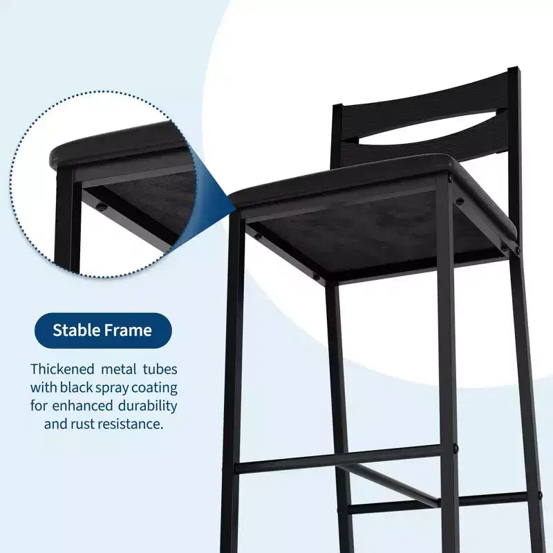 Ensemble table de bar 3 pièces avec 2 étagères de rangement, ensemble de salle à manger de cuisine compact avec chaises en cuir PU