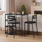 Ensemble table de bar 3 pièces avec 2 étagères de rangement, ensemble de salle à manger de cuisine compact avec chaises en cuir PU