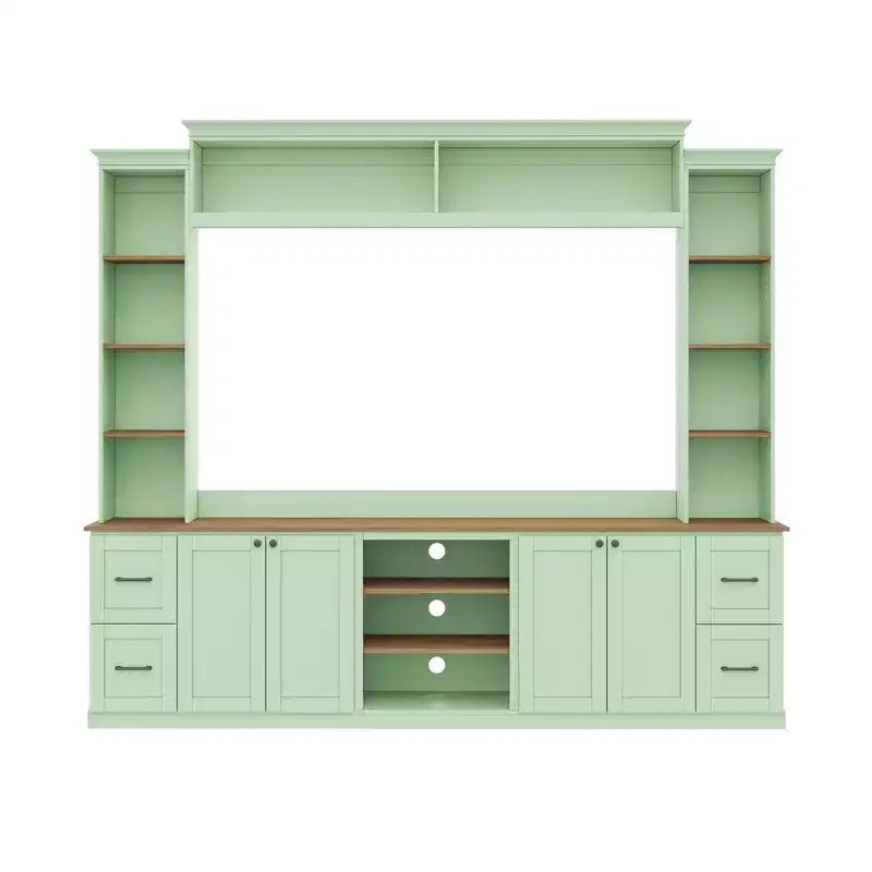 Meuble TV mural 4-en-1 ModernLuxe de style campagnard, convient aux téléviseurs jusqu'à 70 pouces, meuble TV console multimédia avec étagères réglables et tiroirs