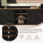 Meuble TV mural 4-en-1 ModernLuxe de style campagnard, convient aux téléviseurs jusqu'à 70 pouces, meuble TV console multimédia avec étagères réglables et tiroirs