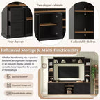 Meuble TV mural 4-en-1 ModernLuxe de style campagnard, convient aux téléviseurs jusqu'à 70 pouces, meuble TV console multimédia avec étagères réglables et tiroirs