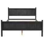 Lit plateforme double avec tête et pied de lit, cadre de lit de ferme Shaker en grain de bois, Noir