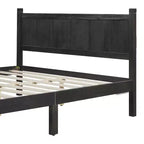 Lit plateforme double avec tête et pied de lit, cadre de lit de ferme Shaker en grain de bois, Noir