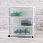 Chariot de rangement Sterilite large 3 tiroirs, Organisateur en plastique à roulettes, Blanc, Lot de 3