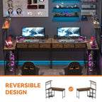 Bureau d'ordinateur en L avec 3 tiroirs, bureau d'angle réversible avec étagère et rangement à 3 niveaux pour le bureau à domicile