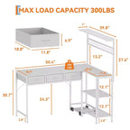 Bureau d'ordinateur en L avec 3 tiroirs, bureau d'angle réversible avec étagère et rangement à 3 niveaux pour le bureau à domicile