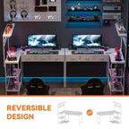 Bureau d'ordinateur en L avec 3 tiroirs, bureau d'angle réversible avec étagère et rangement à 3 niveaux pour le bureau à domicile