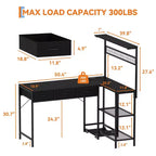 Bureau d'ordinateur en L avec 3 tiroirs, bureau d'angle réversible avec étagère et rangement à 3 niveaux pour le bureau à domicile