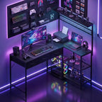 L Shaped Computer Desk with 3 Drawers, Reversible Corner Desk with Bookshelf & 3-Tier Storage for Home Office