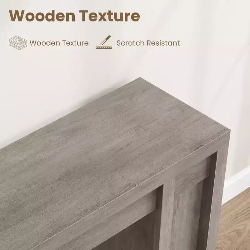 Console extra-longue en bois avec 2 tiroirs et 2 étagères de rangement, table d'appoint robuste et résistante aux marques pour entrée ou canapé de salon