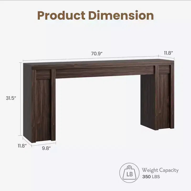 Console extra-longue en bois avec 2 tiroirs et 2 étagères de rangement, table d'appoint robuste et résistante aux marques pour entrée ou canapé de salon