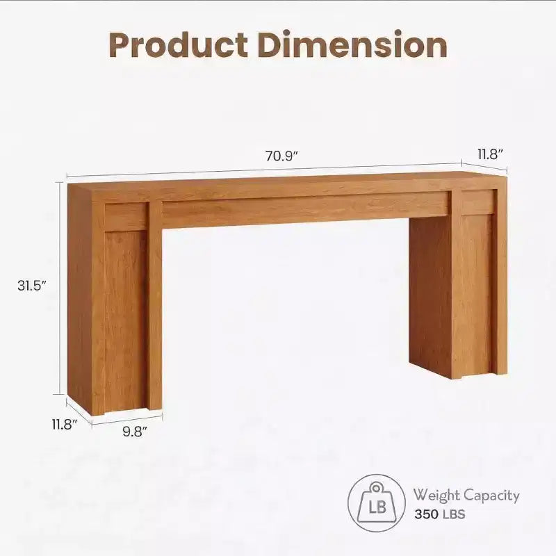 Console extra-longue en bois avec 2 tiroirs et 2 étagères de rangement, table d'appoint robuste et résistante aux marques pour entrée ou canapé de salon