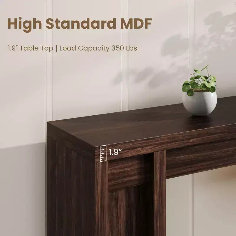 Console extra-longue en bois avec 2 tiroirs et 2 étagères de rangement, table d'appoint robuste et résistante aux marques pour entrée ou canapé de salon