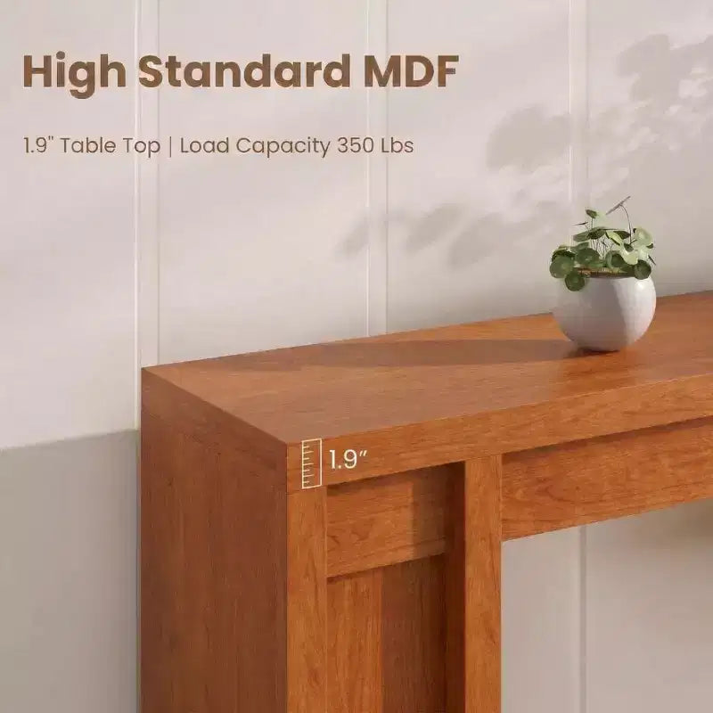 Console extra-longue en bois avec 2 tiroirs et 2 étagères de rangement, table d'appoint robuste et résistante aux marques pour entrée ou canapé de salon
