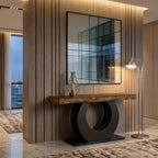JVNOXK Table d'appoint en bois rustique de 63 pouces avec base en métal noir pour salon et entrée